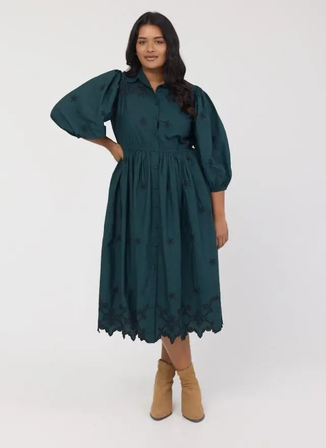 Joanie Clothing Rachida Embroidered Western Shirt Dress 