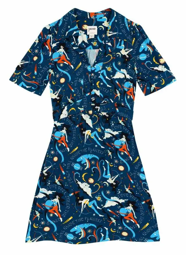Joanie Clothing Eleanor Astrological Print Jersey Tea Dress 