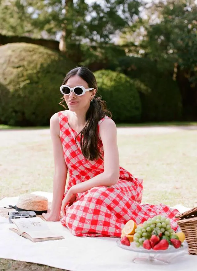 Joanie Clothing Aiken Gingham Floral Print Pinafore Dress 