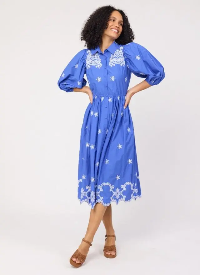 Joanie Clothing Rachida Embroidered Western Shirt Dress 