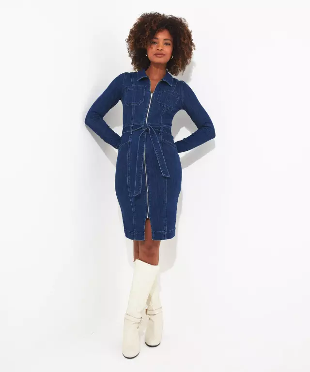 Davina Denim Dress in Blue