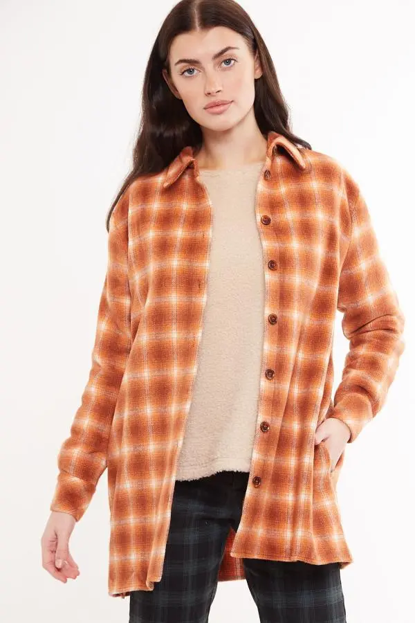 Louche Meriam Check Shacket - Rust