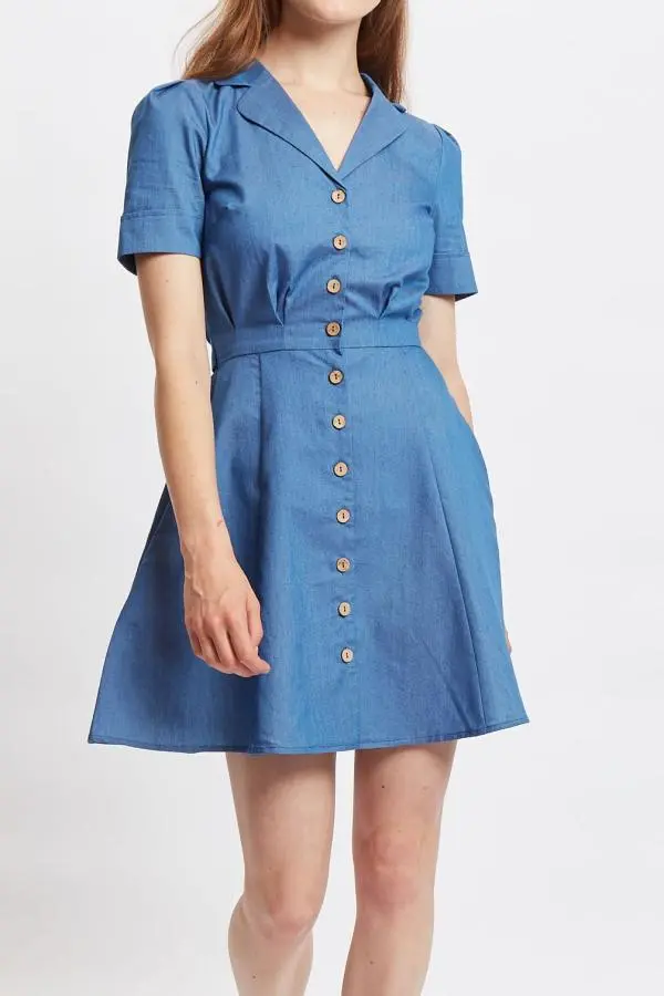 Louche Perry Chambray Short Sleeve Shirt Dress