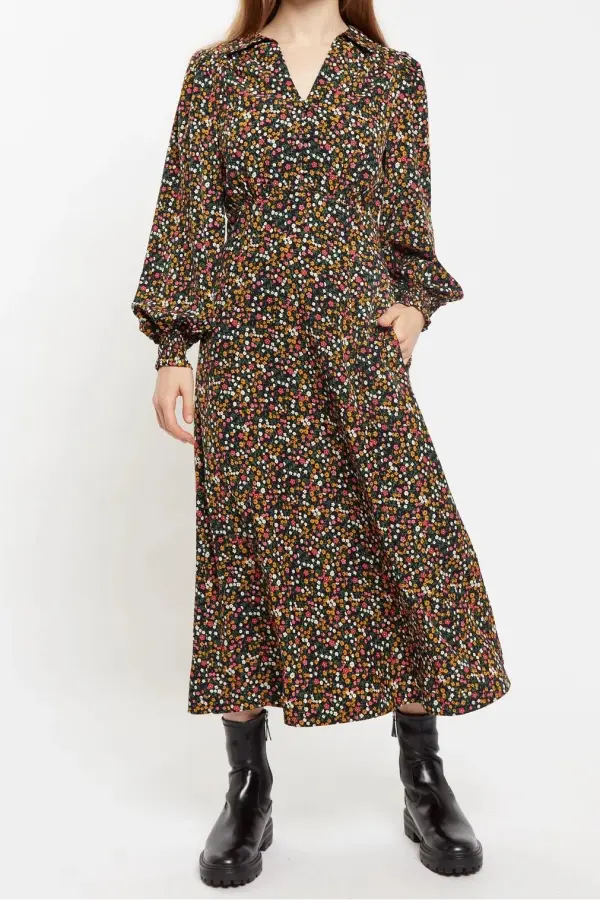 Louche Jussi Dippy Ditsy Print Midi Shirt Dress