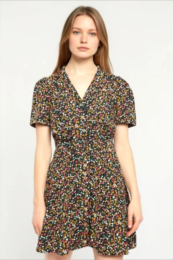 Louche Perry Dippy Ditsy Print Mini Shirtdress