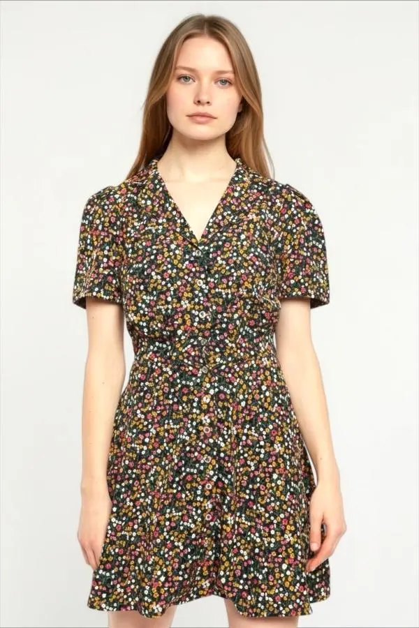 Louche Perry Dippy Ditsy Print Mini Shirtdress