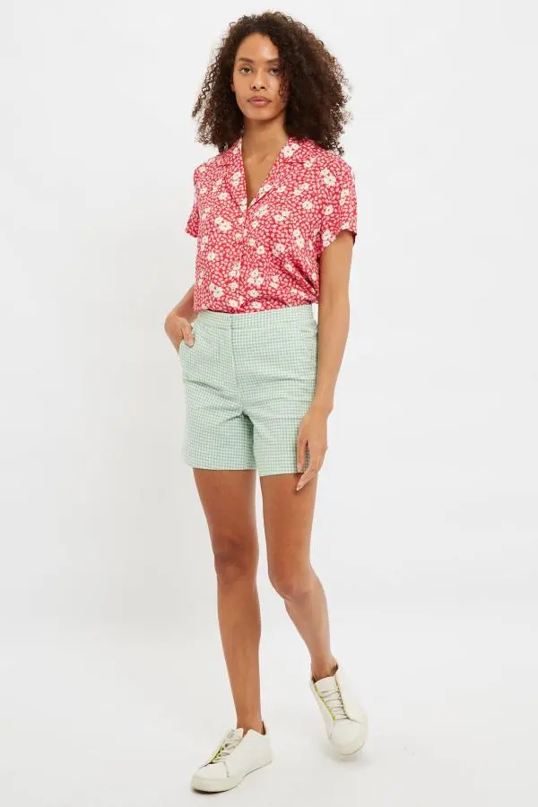 Louche Dora Summer Gingham Shorts In Mint