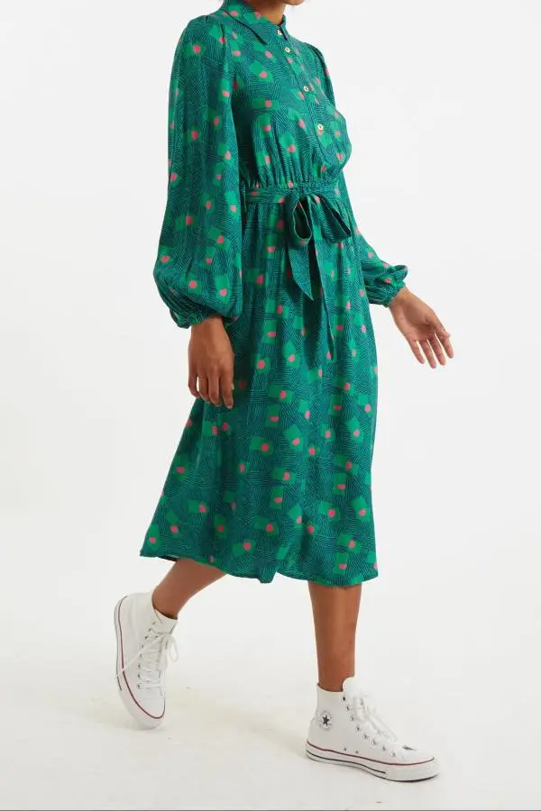 Bron Bauhaus Abstract Print Midi Shirt Dress