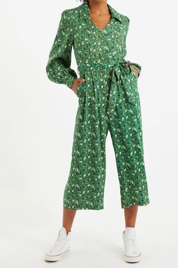 Oski Cat Camo Print Long Sleeve Jumpsuit