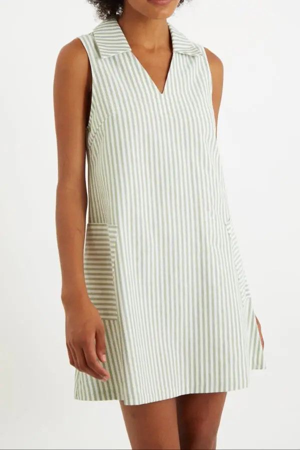 Jerrika Sail Stripe A Line Mini Dress Green