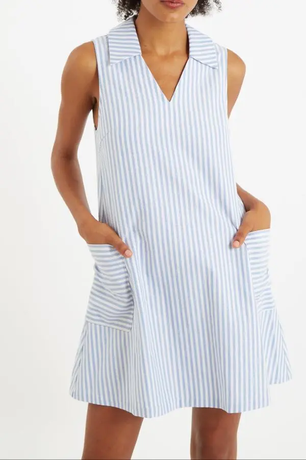 Jerrika Sail Stripe A Line Mini Dress Blue