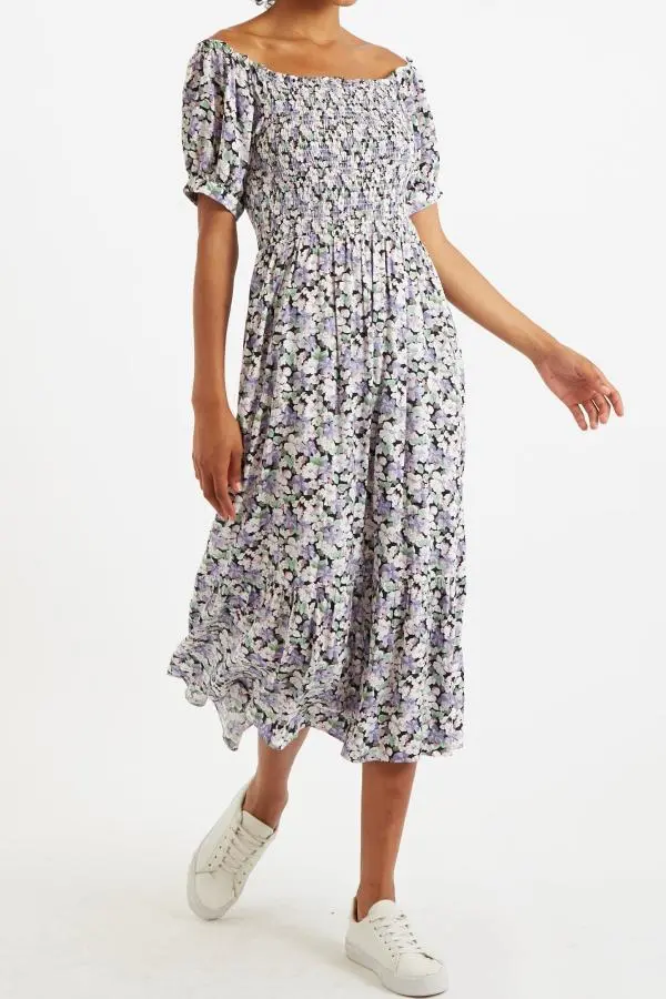 Babette Liseron Shirred Bodice Midi Dress