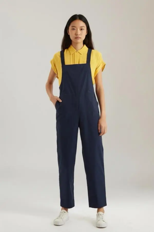 Tippie Navy Cotton Poplin Dungarees