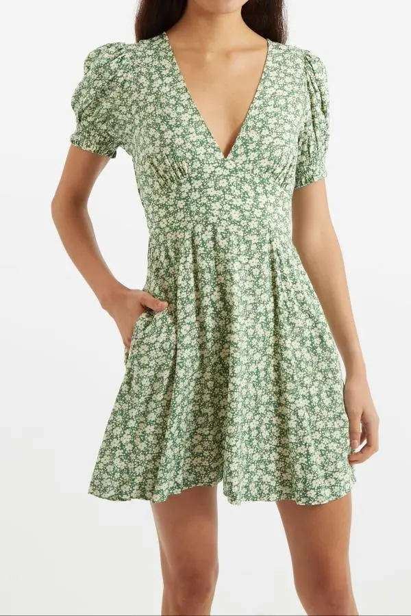 Merle Periwinkle V-Neck Mini Dress