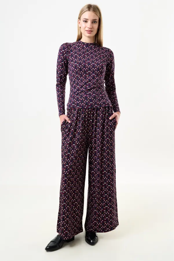 Foster Retro Dots Print Jersey Trouser