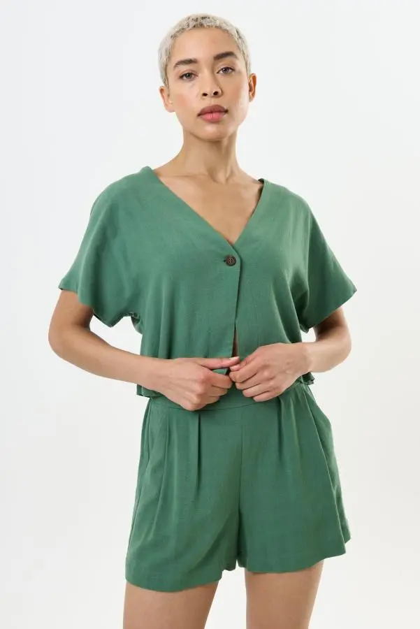 Hilton Linen Mix Shorts - Green