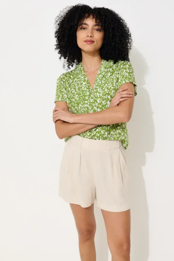 Hilton Linen Mix Shorts - Natural