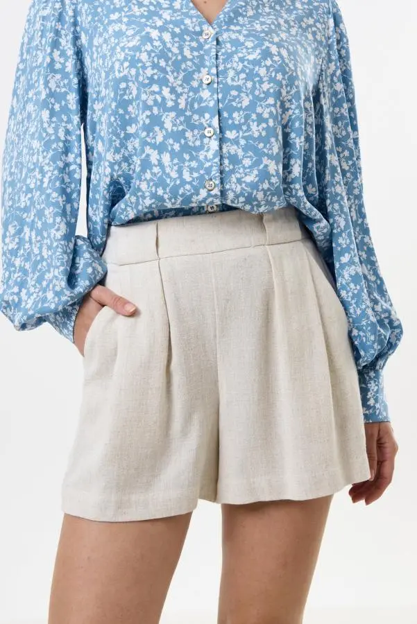 Hilton Linen Mix Shorts - Natural