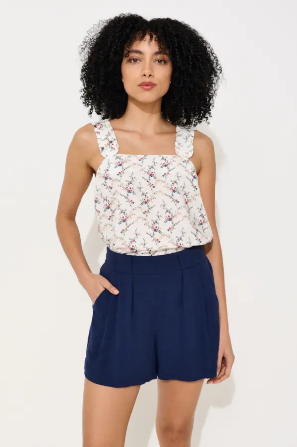 Hilton Linen Mix Shorts - Navy