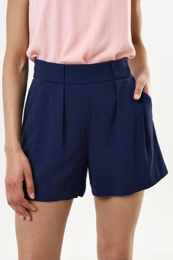Hilton Linen Mix Shorts - Navy