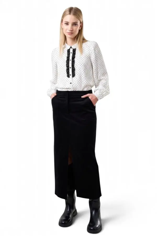 Balthazar Babycord Black Midi Pencil Skirt