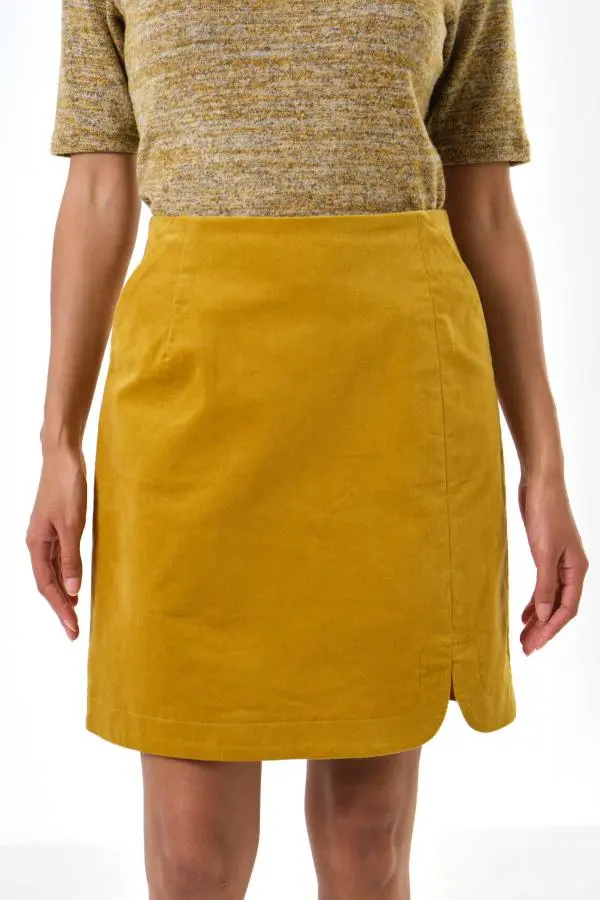 Ria Babycord A-Line Mini Skirt - Mustard