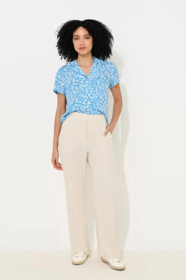 Tilde Linen Mix Straight Leg Trousers - Natural