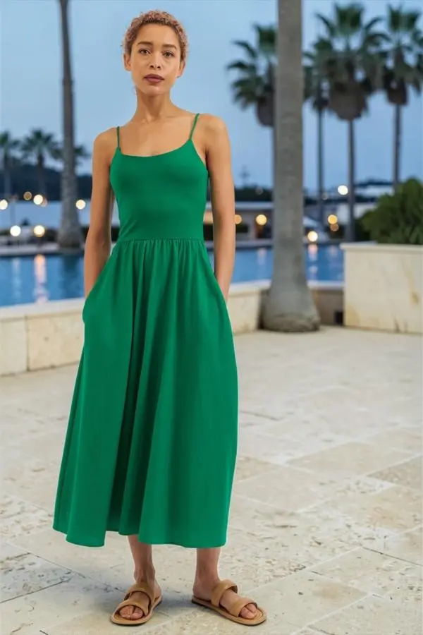 Soumia Jersey Bodice And Recycled Cotton Skirt Midaxi Dress - Green