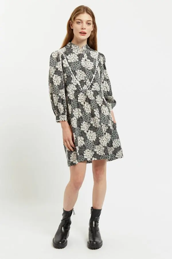 Suzanne Flower Patch Print Throw On  Mini Dress