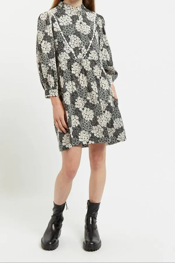 Suzanne Flower Patch Print Throw On  Mini Dress
