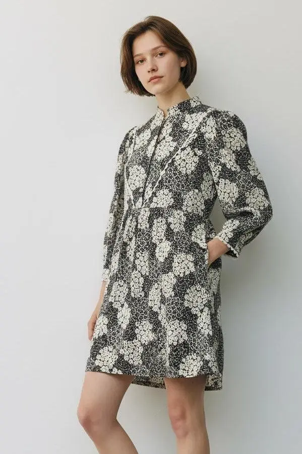Suzanne Flower Patch Print Throw On  Mini Dress