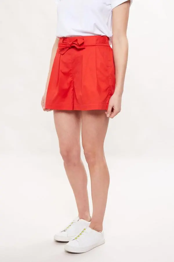 Louche Hakima Tie Waist Shorts - Red