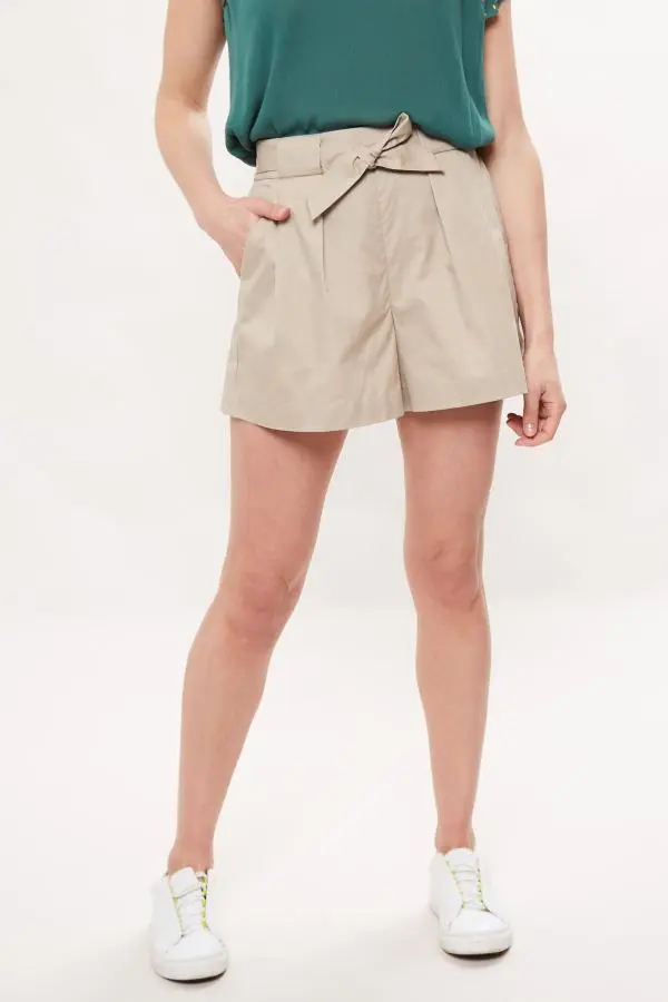 Louche Hakima Tie Waist Shorts - Stone