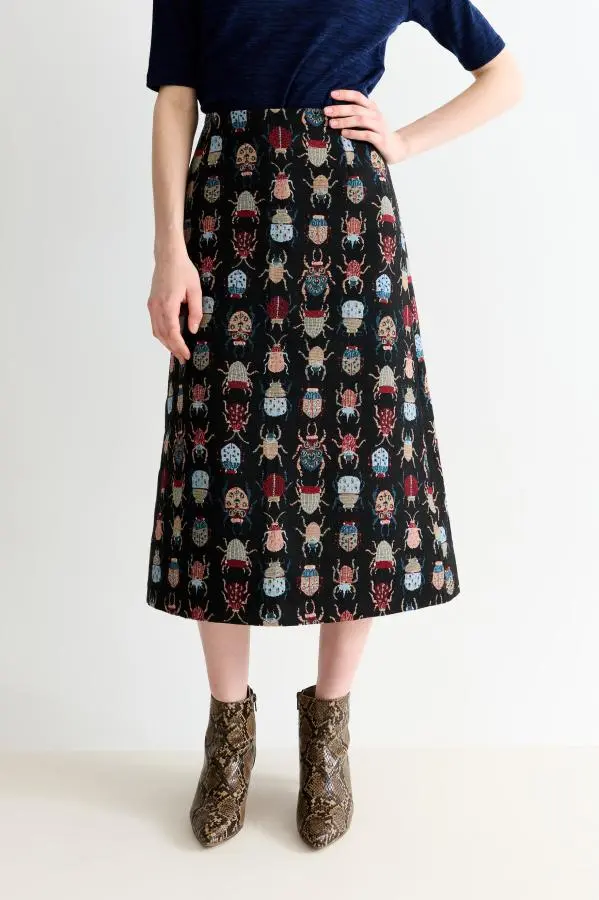 Buffy Beetlejuice Jacquard A-Line Midi Skirt