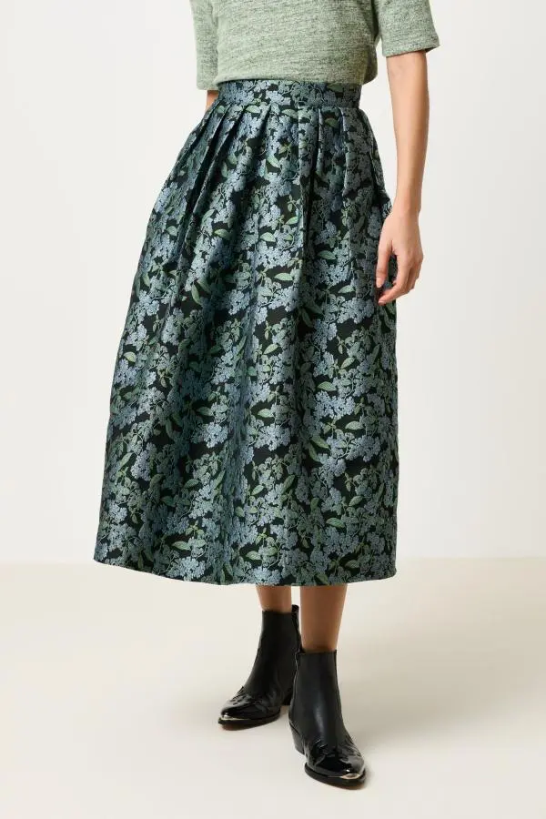 Pasadena Blossom Jacquard Midi Skirt