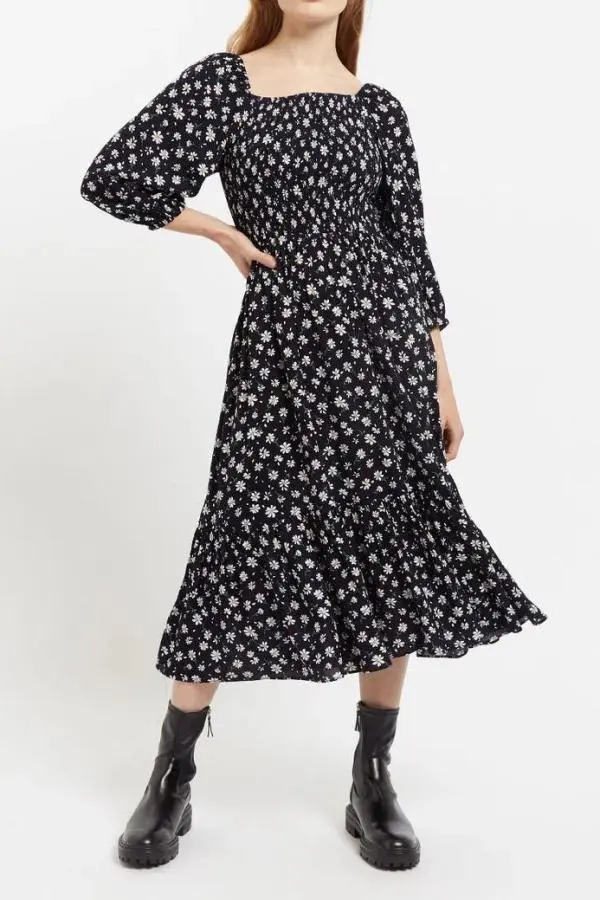 Loe Daisy Drop Bardot Midi Dress