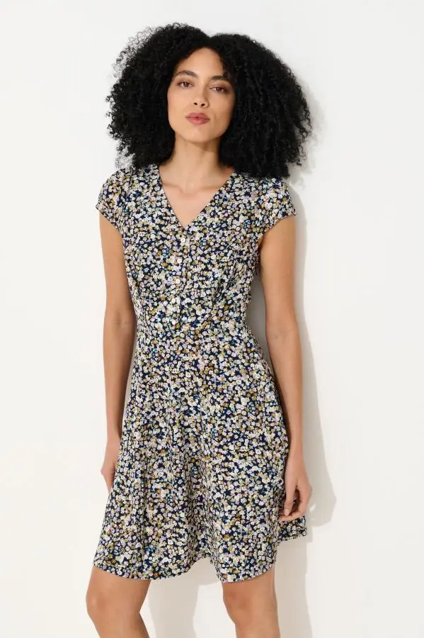 Cathleen Mini Tea Dress Navy Floral