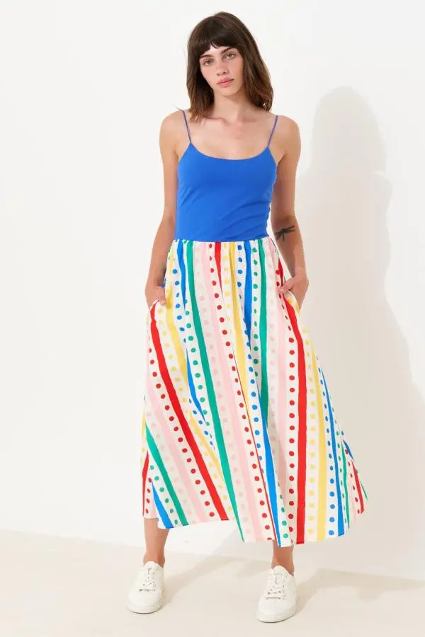 Soumia Spots And Stripes Strappy Jersey Top Maxi Dress