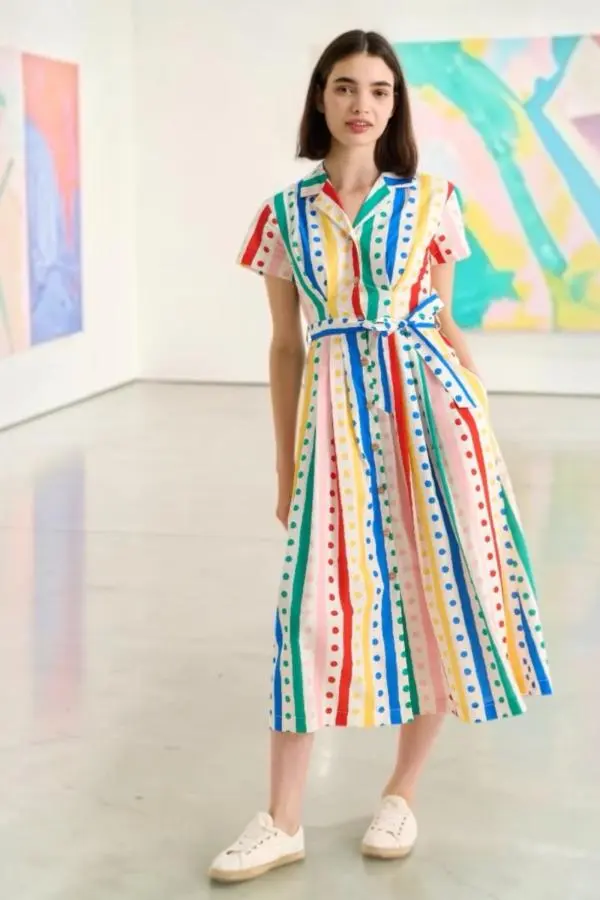Lily Spots And Stripes Midi Shirtdress