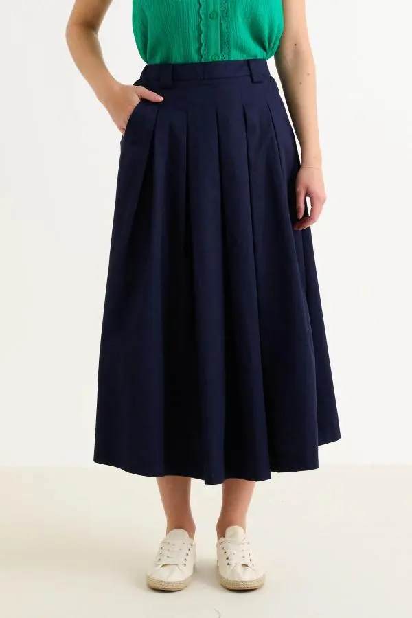 Alexia Recycled Cotton Midaxi Skirt - Navy