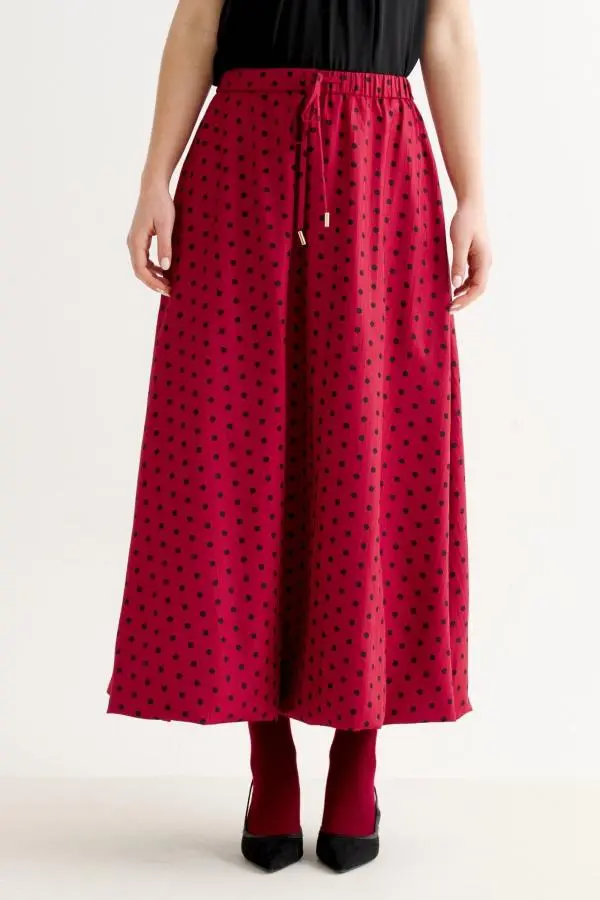Dixie Spot Print Balloon Midaxi Skirt - Wine Red