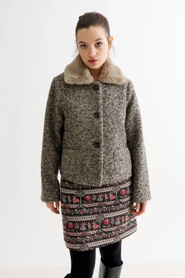 Apple Boucle Jacket - Biscuit