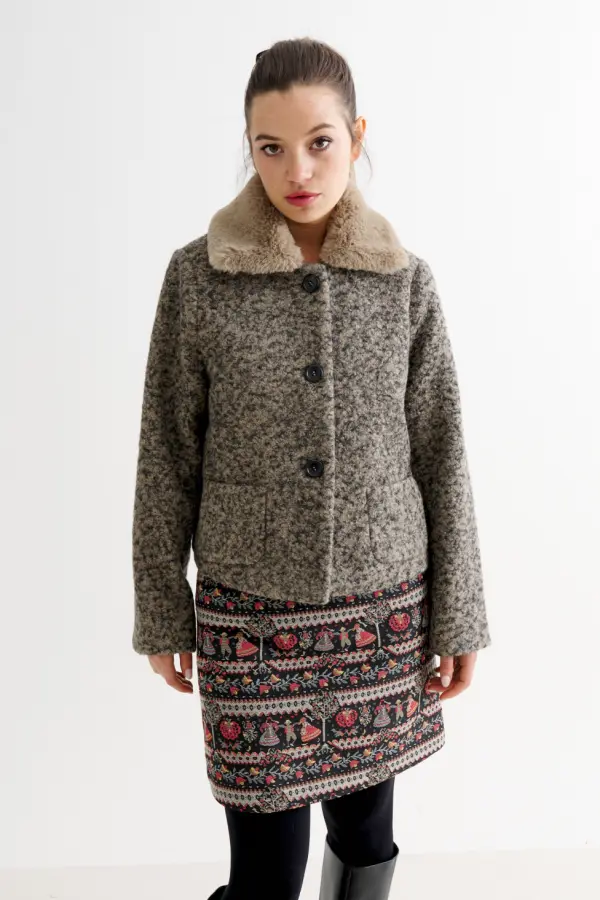 Apple Boucle Jacket - Biscuit