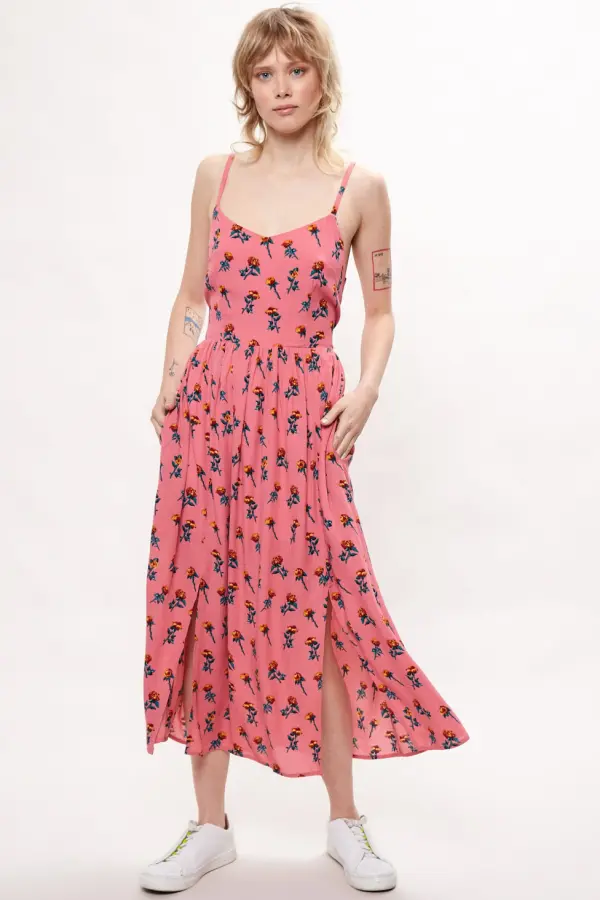 Rialto Rose Print Midi Strappy Sundress