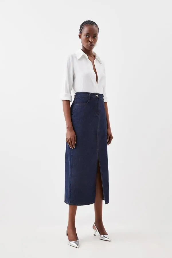 Denim Maxi Skirt - Indigo