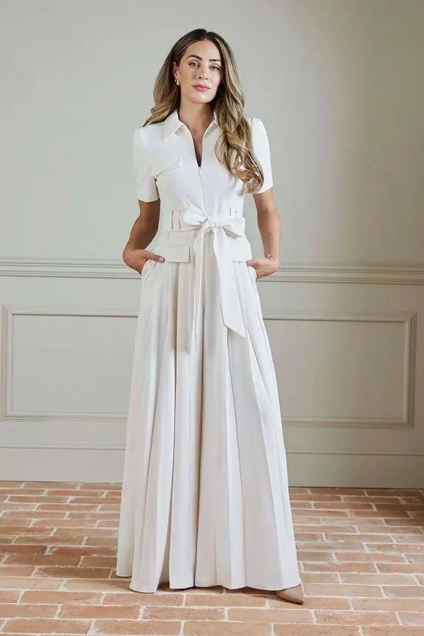 Lydia Millen Structured Crepe Pocket Jumpsuit - Ivory