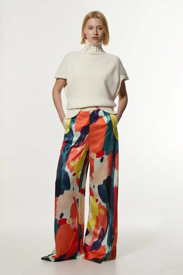 Tall Satin Wide Leg Woven Trouser
