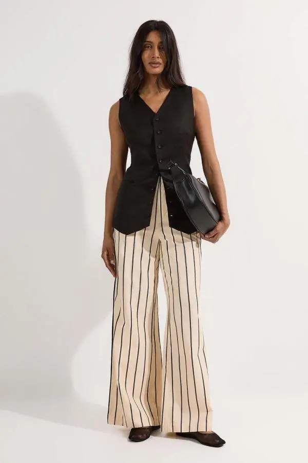 Cotton Belted Woven Trouser - Stripe