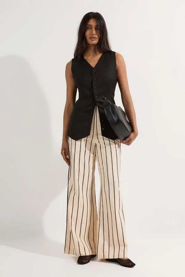Cotton Belted Woven Trouser - Stripe