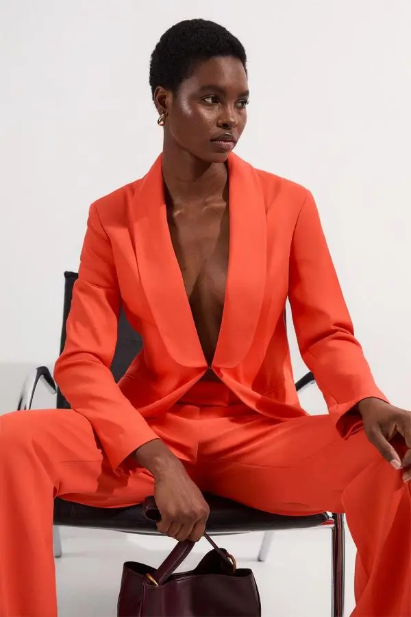 Polished Tailored Single Breasted Blazer - Pink